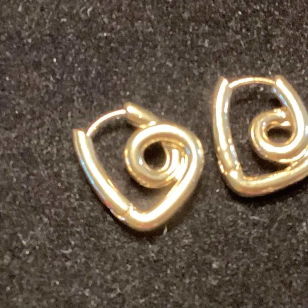 Gold Tone Abstract Loop Hoop Earrings